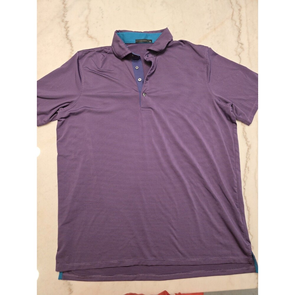 Greyson Golf Polo Shirt Mens Size XL Purple Striped Performance Stretch Comfort